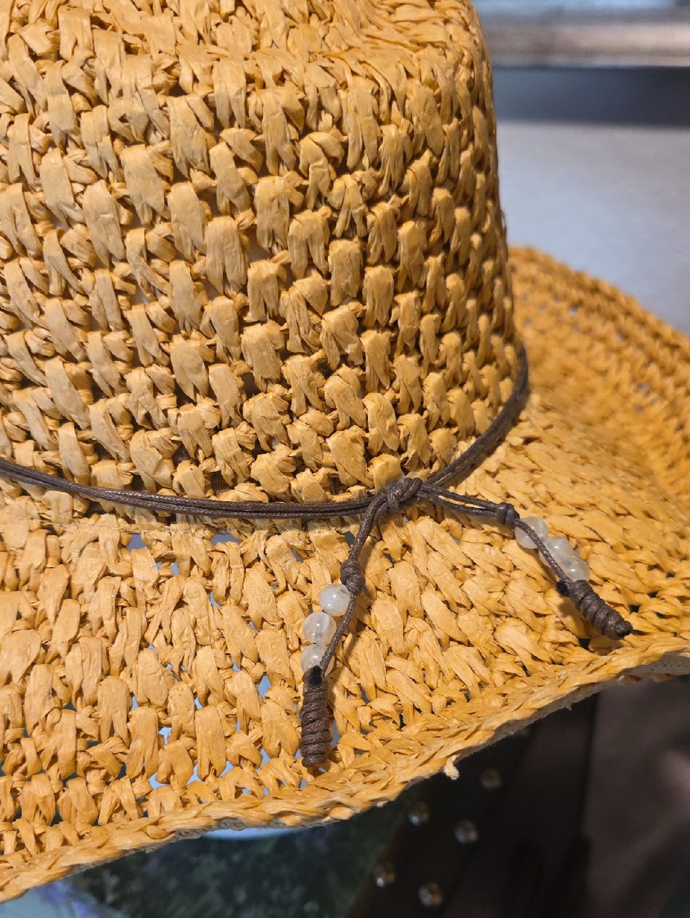 Woven Straw Sun Hat with Floral Accent - Natural - Picture 4 of 6